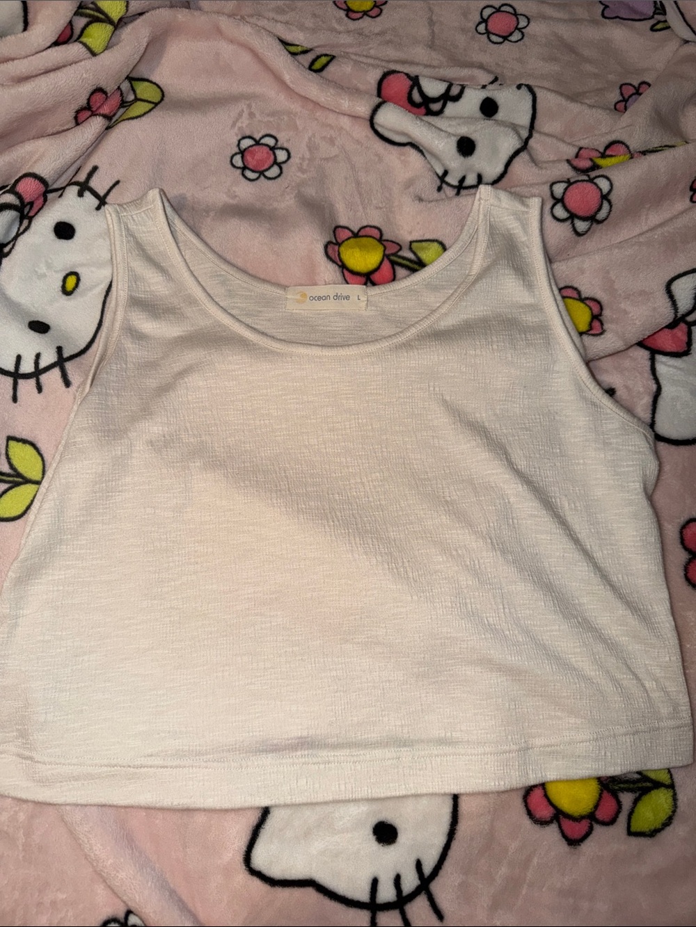 Ocean Drive Girls' White Ribbed Tank Top